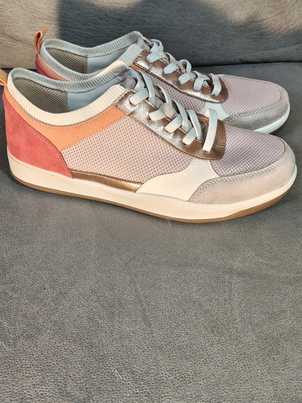 Life Stride Women's Pink, Coral & Metallic Lace-Up Sneakers